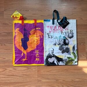 RARE Trader Joe’s Reusable Shopping Bags Orange Chicken Fearless Flyer Bundle
